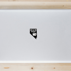 Las Vegas Cards And Dice Nevada Laptop Sticker shown on a laptop lid