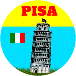Leaning Tower Of Pisa Circle Sticker – vinyl decal printed in the USA