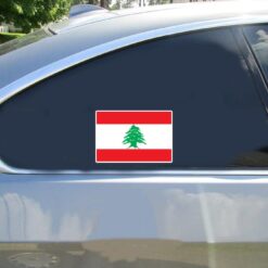 Lebanon Flag Car Sticker shown on a vehicle rear window