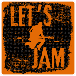 Lets Jam Guitar Player Sticker – vinyl decal printed in the USA