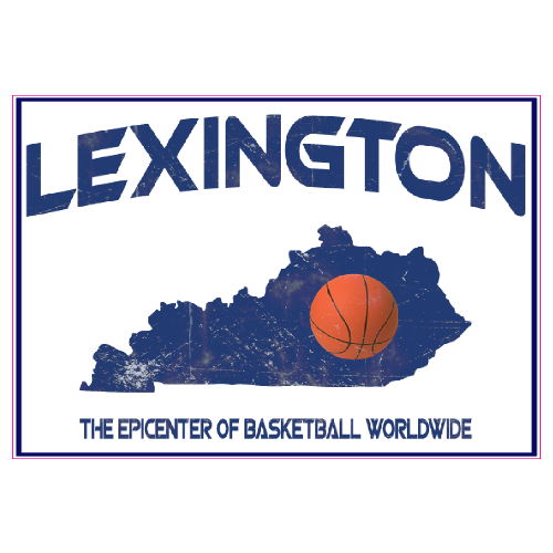 Lexington Basketball Worldwide Distressed Sticker – vinyl decal printed in the USA