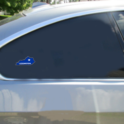 Lexington Kentucky State Shaped Car Sticker shown on a vehicle rear window