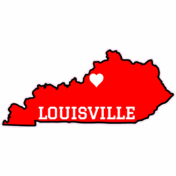 Louisville Heart Red State Shaped Sticker – vinyl decal printed in the USA