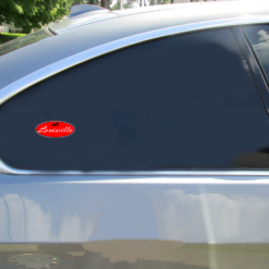 Louisville Kentucky Red Oval Car Sticker shown on a vehicle rear window