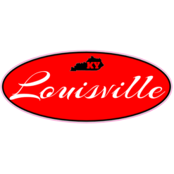 Louisville Kentucky Red Oval Sticker – vinyl decal printed in the USA