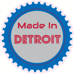 Made In Detroit Gear Sticker – vinyl decal printed in the USA