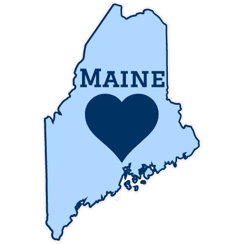 Maine Heart State Shaped Sticker – vinyl decal printed in the USA