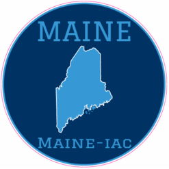 Maine-iac Maine Circle Sticker – vinyl decal printed in the USA