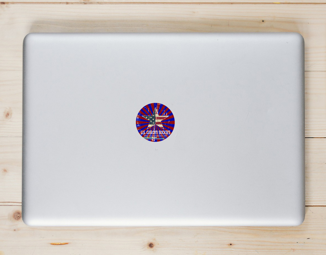 Make Your Own Retro Laptop Sticker shown on a laptop lid