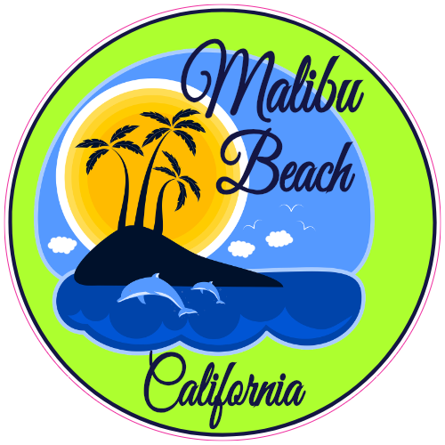 Malibu Beach California Sticker – vinyl decal printed in the USA