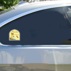 Malibu California Surf Car Sticker shown on a vehicle rear window