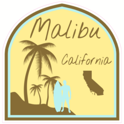 Malibu California Surf Sticker – vinyl decal printed in the USA