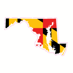 Maryland Flag State Shaped Sticker – vinyl decal printed in the USA