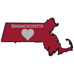 Massachusetts Heart State Shaped Sticker – vinyl decal printed in the USA