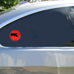 Massachusetts Wicked Awesome Red Circle Car Decal shown on a vehicle rear window