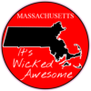 Massachusetts Wicked Awesome Red Circle Decal – vinyl decal printed in the USA