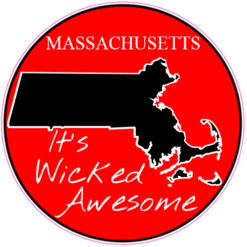 Massachusetts Wicked Awesome Red Circle Decal – vinyl decal printed in the USA
