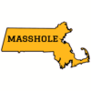 Masshole Gold Black State Shaped Sticker – vinyl decal printed in the USA