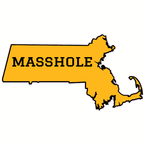 Masshole Gold Black State Shaped Sticker – vinyl decal printed in the USA