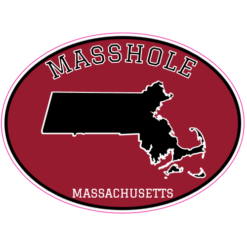 Masshole Massachusetts State Oval Sticker – vinyl decal printed in the USA