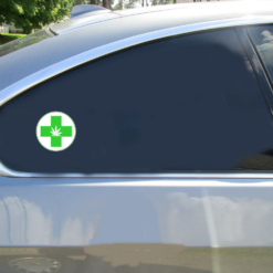 Medical Marijuana Circle Car Sticker shown on a vehicle rear window