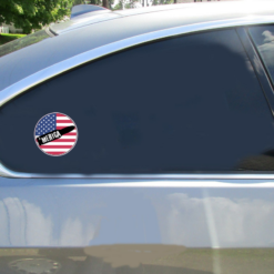 'Merica Bullet Flag Car Sticker shown on a vehicle rear window