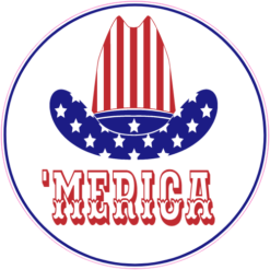 'Merica Cowboy Hat Sticker – vinyl decal printed in the USA