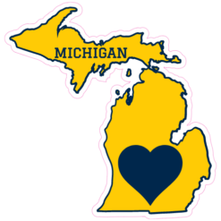 Michigan Heart State Shaped Sticker – vinyl decal printed in the USA