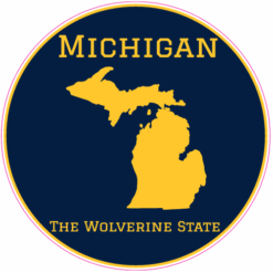 Michigan The Wolverine State Circle Sticker – vinyl decal printed in the USA
