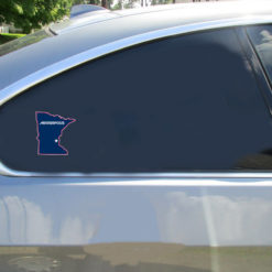Minneapolis Minnesota State Car Sticker shown on a vehicle rear window