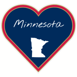 Minnesota Heart Shaped Sticker – vinyl decal printed in the USA
