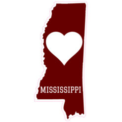 Mississippi Heart State Shaped Sticker – vinyl decal printed in the USA