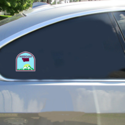 Missoula Montana Mountain Car Sticker shown on a vehicle rear window