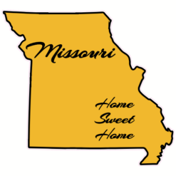 Missouri Home Sweet Home Gold State Sticker – vinyl decal printed in the USA