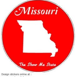 Missouri The Show Me State Red Circle Decal – vinyl decal printed in the USA