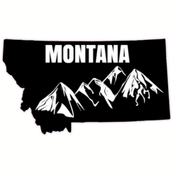 Montana Mountains State Shaped Sticker – vinyl decal printed in the USA
