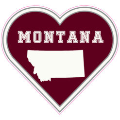 Montana State Heart Shaped Sticker – vinyl decal printed in the USA