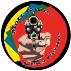 More Guns Less Crime Sticker – vinyl decal printed in the USA