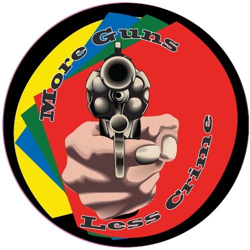 More Guns Less Crime Sticker – vinyl decal printed in the USA