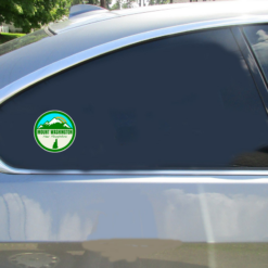 Mount Washington New Hampshire Car Sticker shown on a vehicle rear window