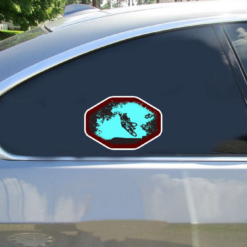 Mountain Bike Jump Car Sticker shown on a vehicle rear window
