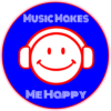 Music Makes Me Happy Blue Circle Decal – vinyl decal printed in the USA