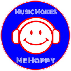 Music Makes Me Happy Blue Circle Decal – vinyl decal printed in the USA