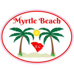 Myrtle Beach SC Palm Tree Sticker – vinyl decal printed in the USA