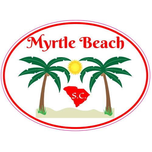 Myrtle Beach SC Palm Tree Sticker – vinyl decal printed in the USA
