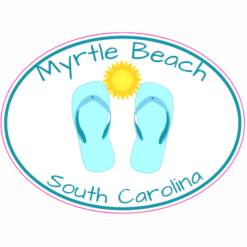 Myrtle Beach South Carolina Flip Flop Decal – vinyl decal printed in the USA