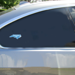 Nags Head OBX North Carolina State Shaped Car Sticker shown on a vehicle rear window