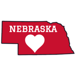 Nebraska Heart State Shaped Sticker – vinyl decal printed in the USA