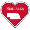 Nebraska State Heart Shaped Sticker – vinyl decal printed in the USA
