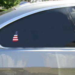 New Hampshire American Flag Car Sticker shown on a vehicle rear window